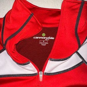 Cannondale quarter zip cycling jersey, red/white, small
